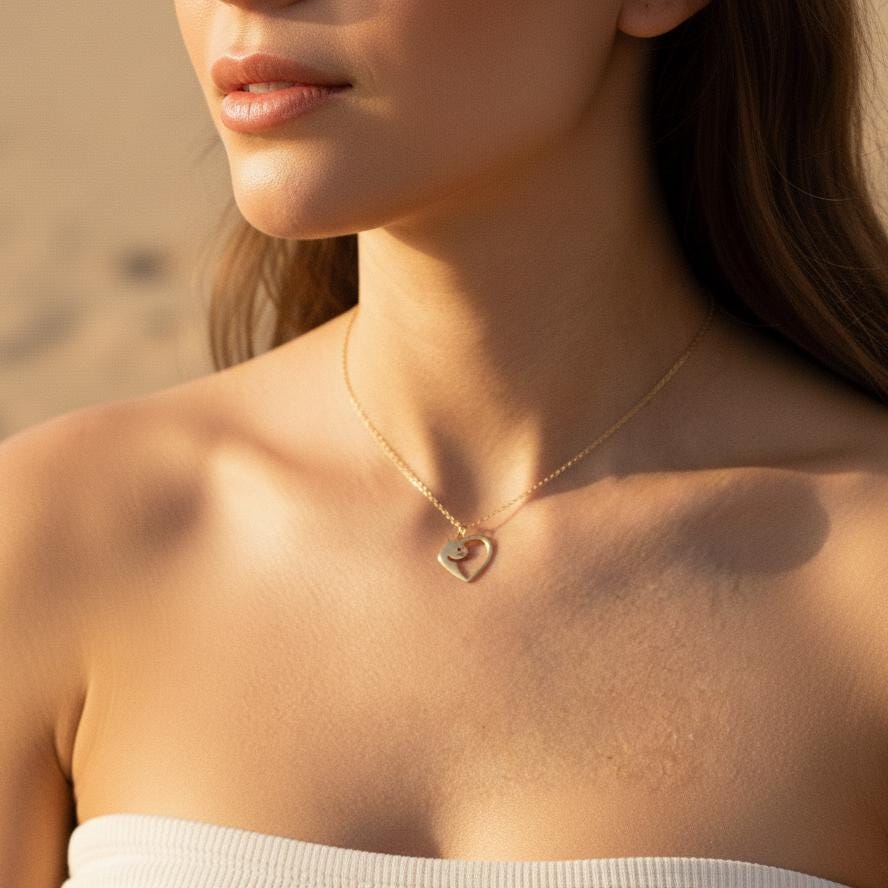 Gold Cat Necklace, Cat Heart Pendant, Cat Lover Gift, Pet Memorial Jewelry, Minimalist Animal Necklace, 14K Gold Plated, Dainty Gift for Her