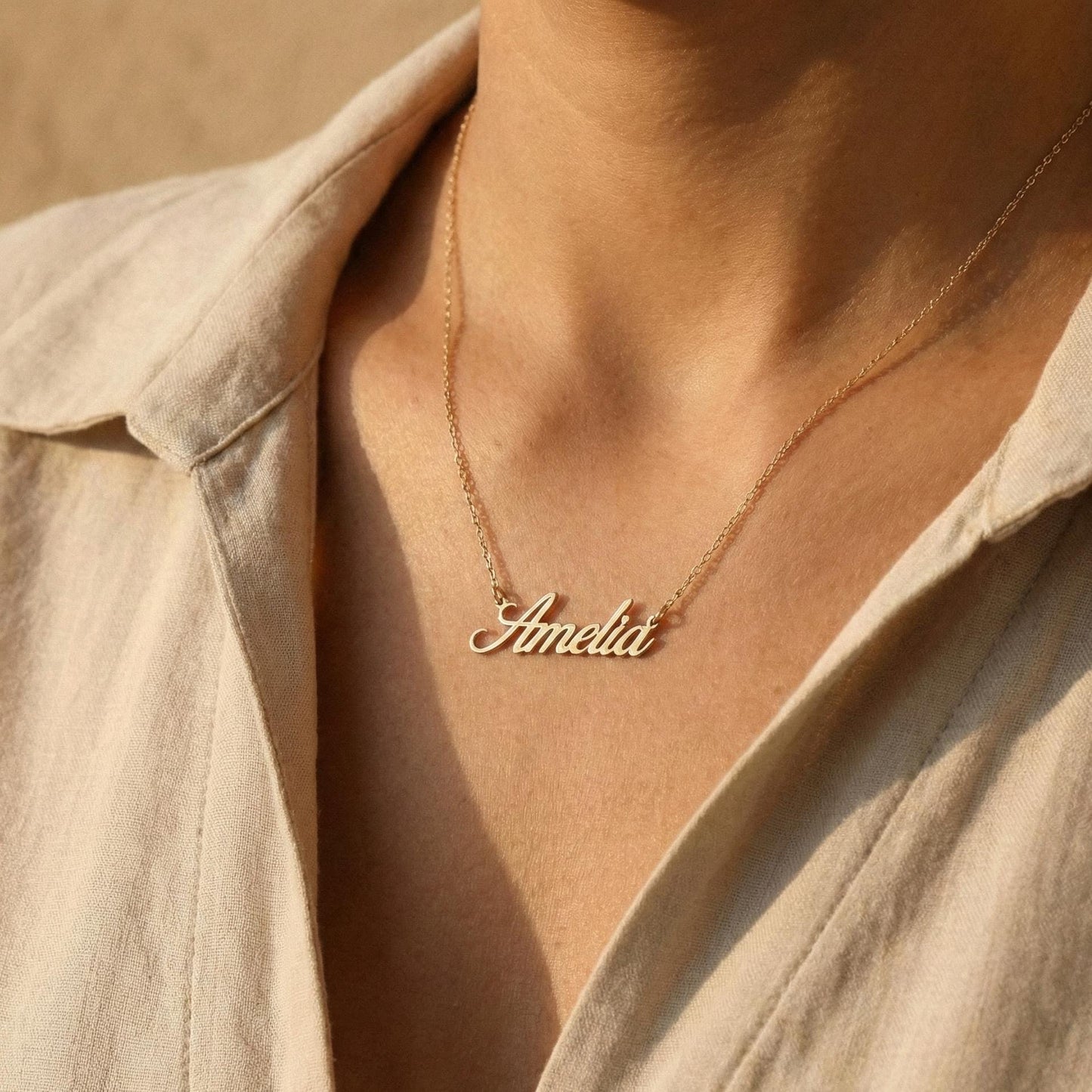 Custom Name Necklace, Gold Name Necklace, Personalized Jewelry, 14K Gold Plated, Dainty Pendant, Gift for Her, Bridesmaid Gift, Mom Gift