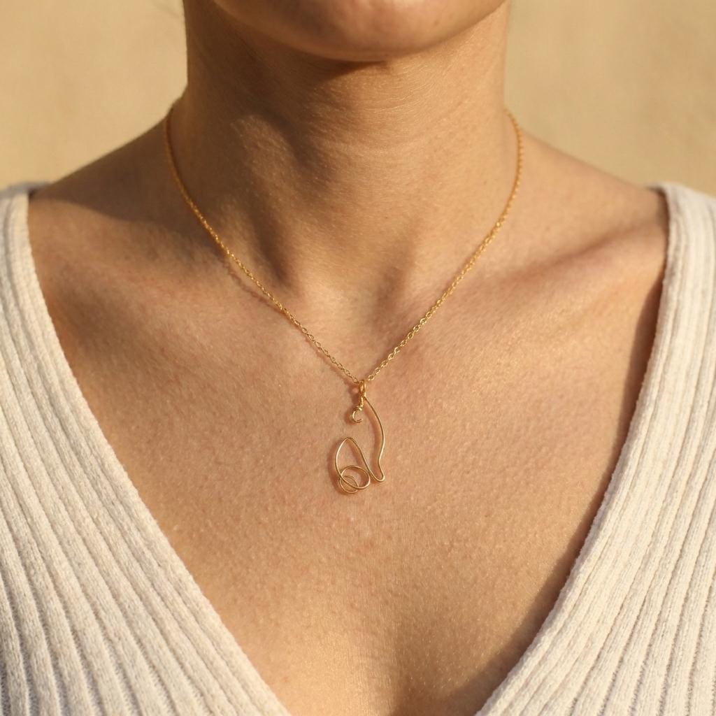 Gold Cat Necklace, Wire Cat Pendant, Cat Lover Gift, Pet Memorial, Minimalist Jewelry, Animal Charm, 14K Gold Plated