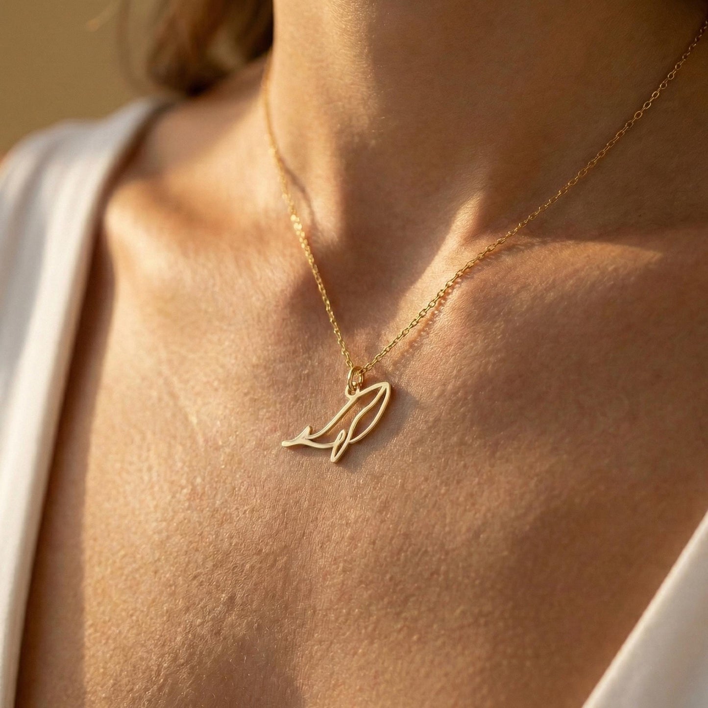 Whale Necklace, Gold Whale Pendant, Ocean Jewelry, Beach Lover Gift, Marine Life Charm, Sea Animal Necklace, Minimalist Summer Choker