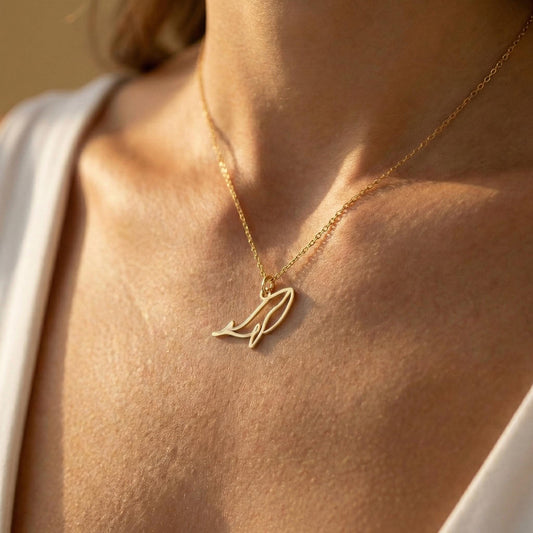 Whale Necklace, Gold Whale Pendant, Ocean Jewelry, Beach Lover Gift, Marine Life Charm, Sea Animal Necklace, Minimalist Summer Choker
