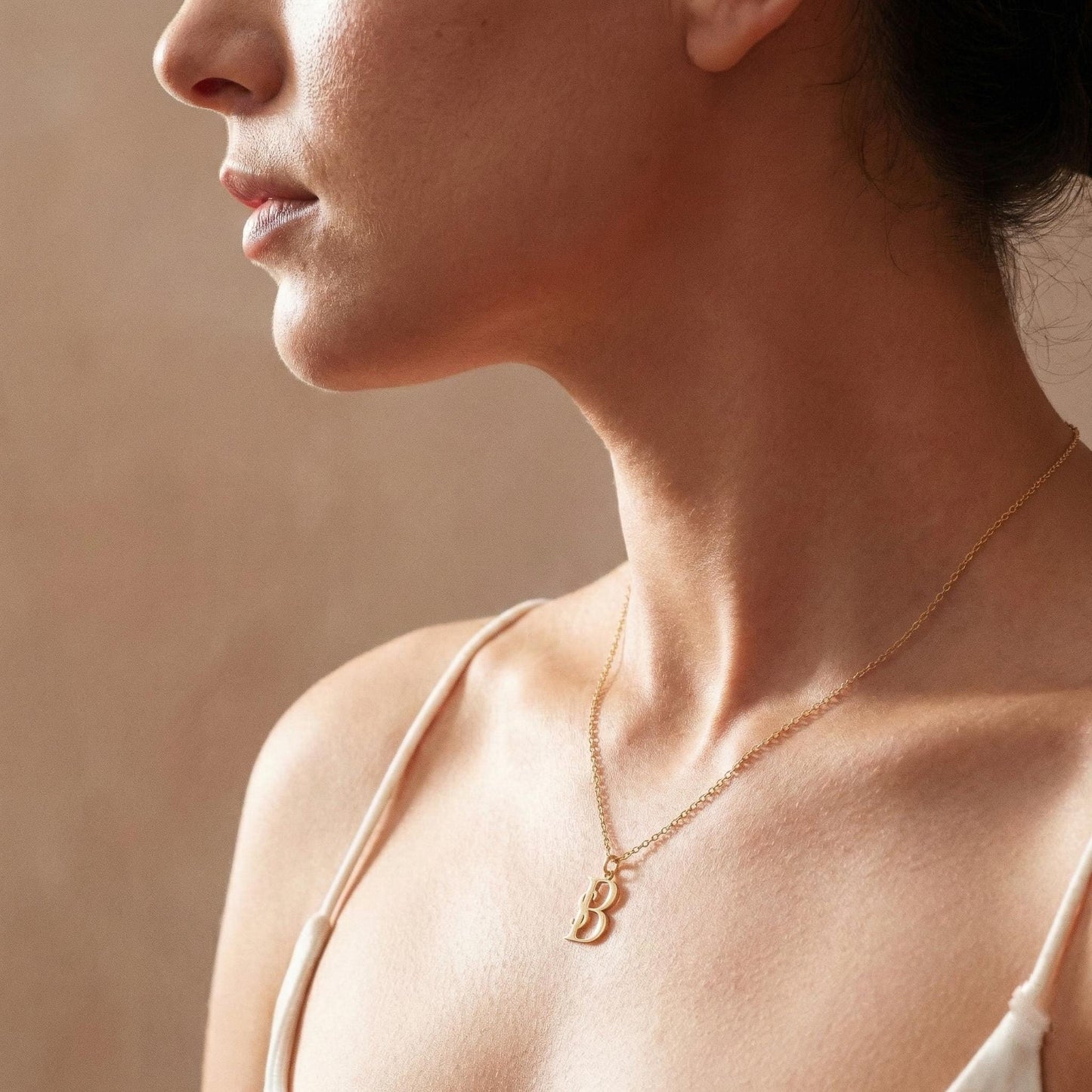 Custom Initial Necklace, Monogram Pendant, Personalized Letter Jewelry, 14K Gold Name Necklace, Valentine Gift for Her, Christmas Gift Mom