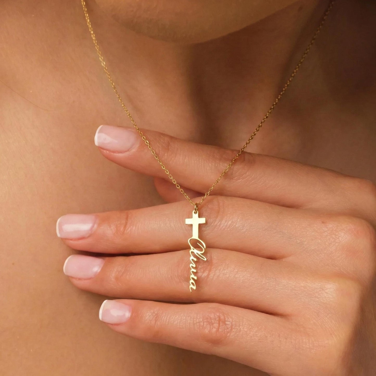 Cross Name Necklace, Personalized Cross, Custom Name Pendant, Religious Jewelry, Gift For Her, 14K Gold Plated, Christian Gift, Faith