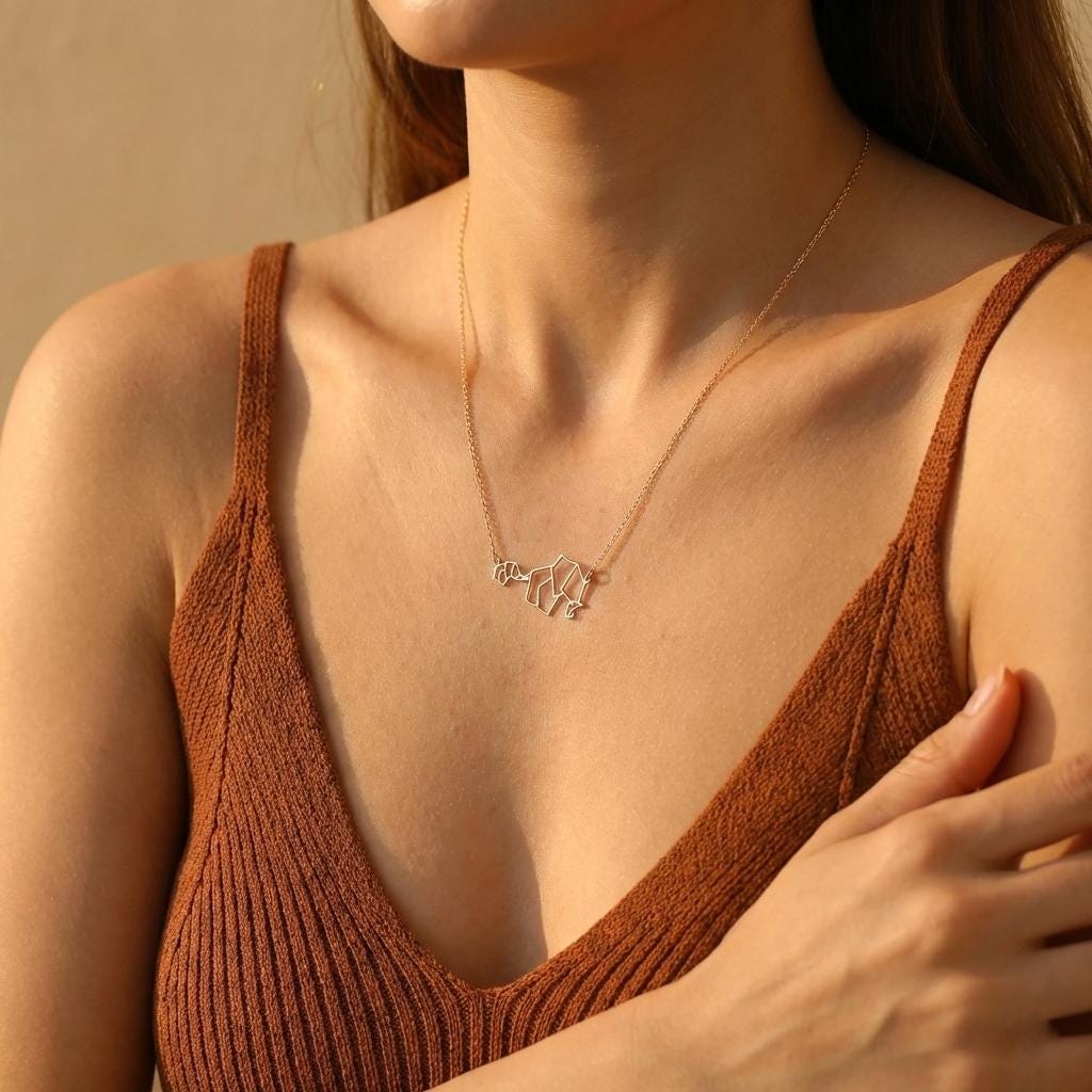 Elephant Necklace, Mother Baby Jewelry, 14K Gold Origami Pendant, New Mom Gift, Geometric Animal, Mothers Day Gift, Family Charm