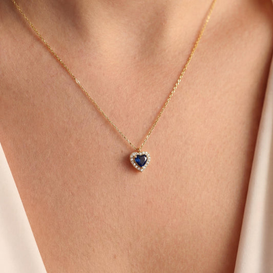 Heart Birthstone Necklace, 14K Gold Plated, Personalized Gift, Valentines Day Gift, Minimalist Jewelry, Gift for Her, Dainty Necklace