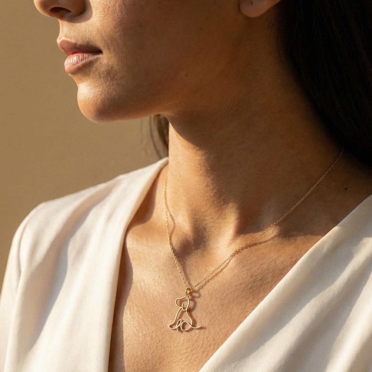 Gold Dog Necklace, Puppy Pendant, Pet Memorial Gift, Dog Mom Jewelry, Animal Lover Gift, Minimalist Dog Charm, 14K Gold Plated