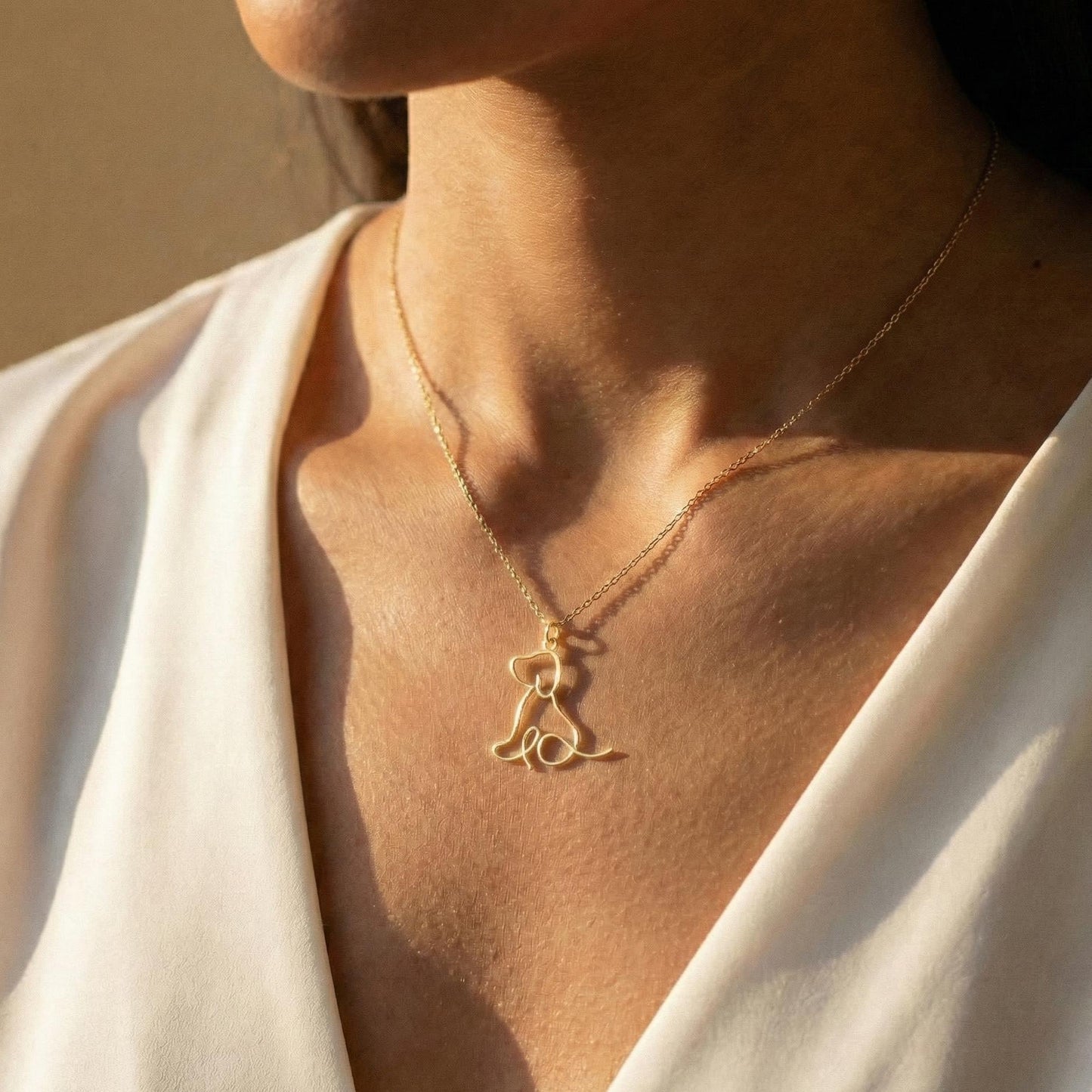 Gold Dog Necklace, Puppy Pendant, Pet Memorial Gift, Dog Mom Jewelry, Animal Lover Gift, Minimalist Dog Charm, 14K Gold Plated