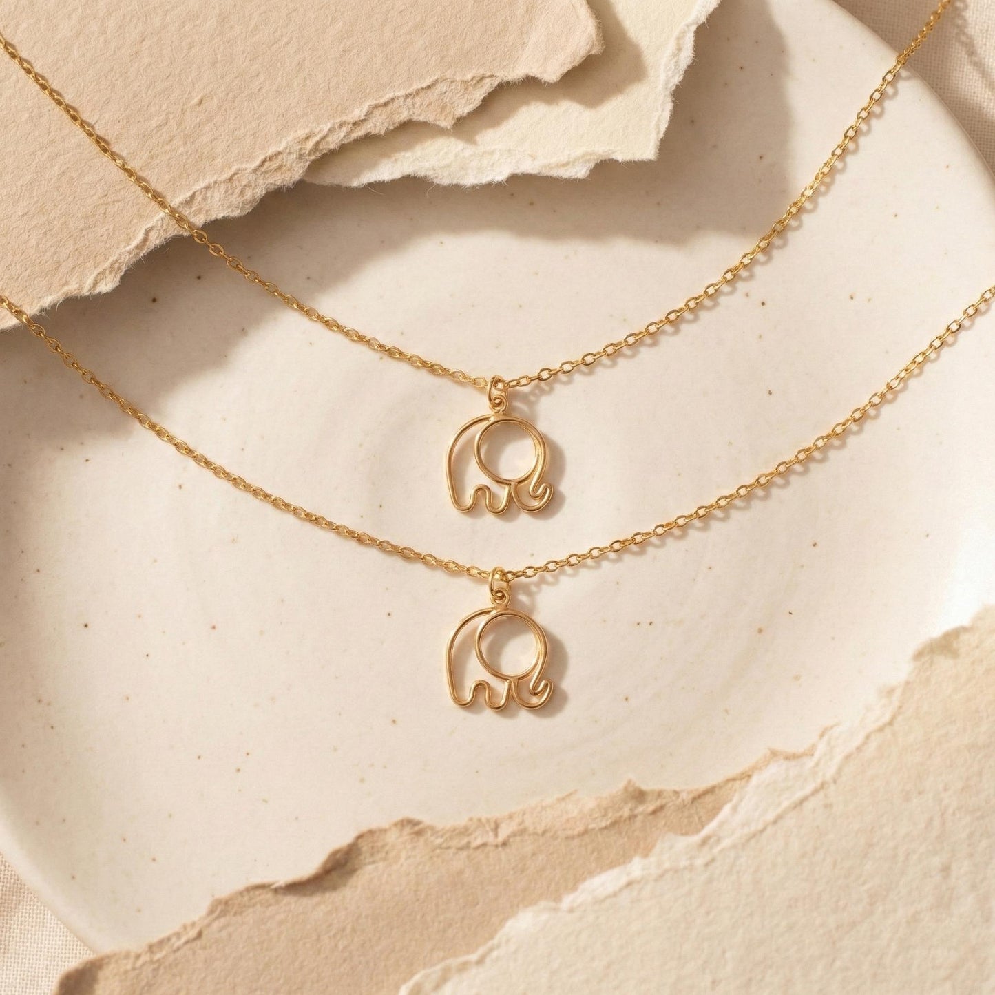 Elephant Necklace, Gold Elephant Pendant, Lucky Charm, Animal Jewelry, Good Luck Gift, Minimalist Choker, 14k Gold Plated, Dainty Chain