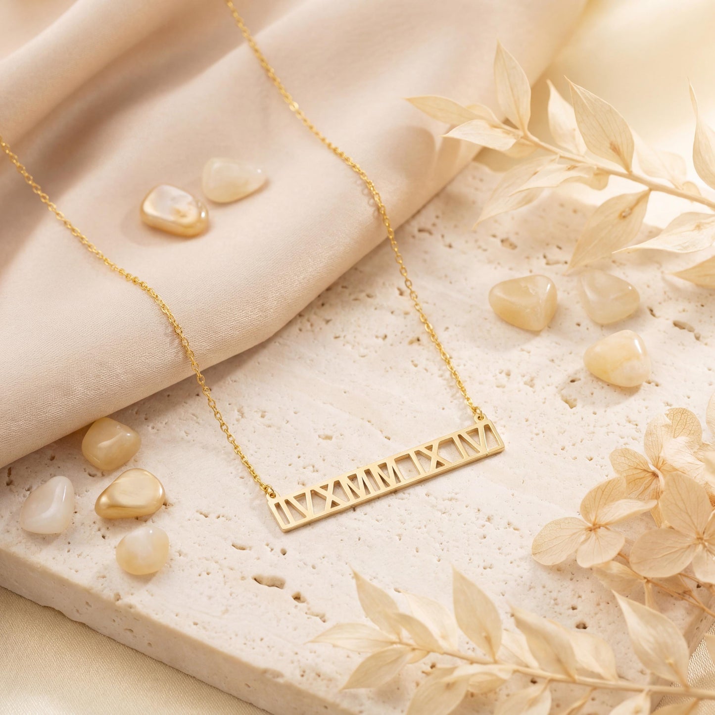 Roman Numeral Necklace, Custom Date Necklace, 14K Gold Mom Gift, Personalized Bar Jewelry, Special Date Pendant, Anniversary Gift for Her