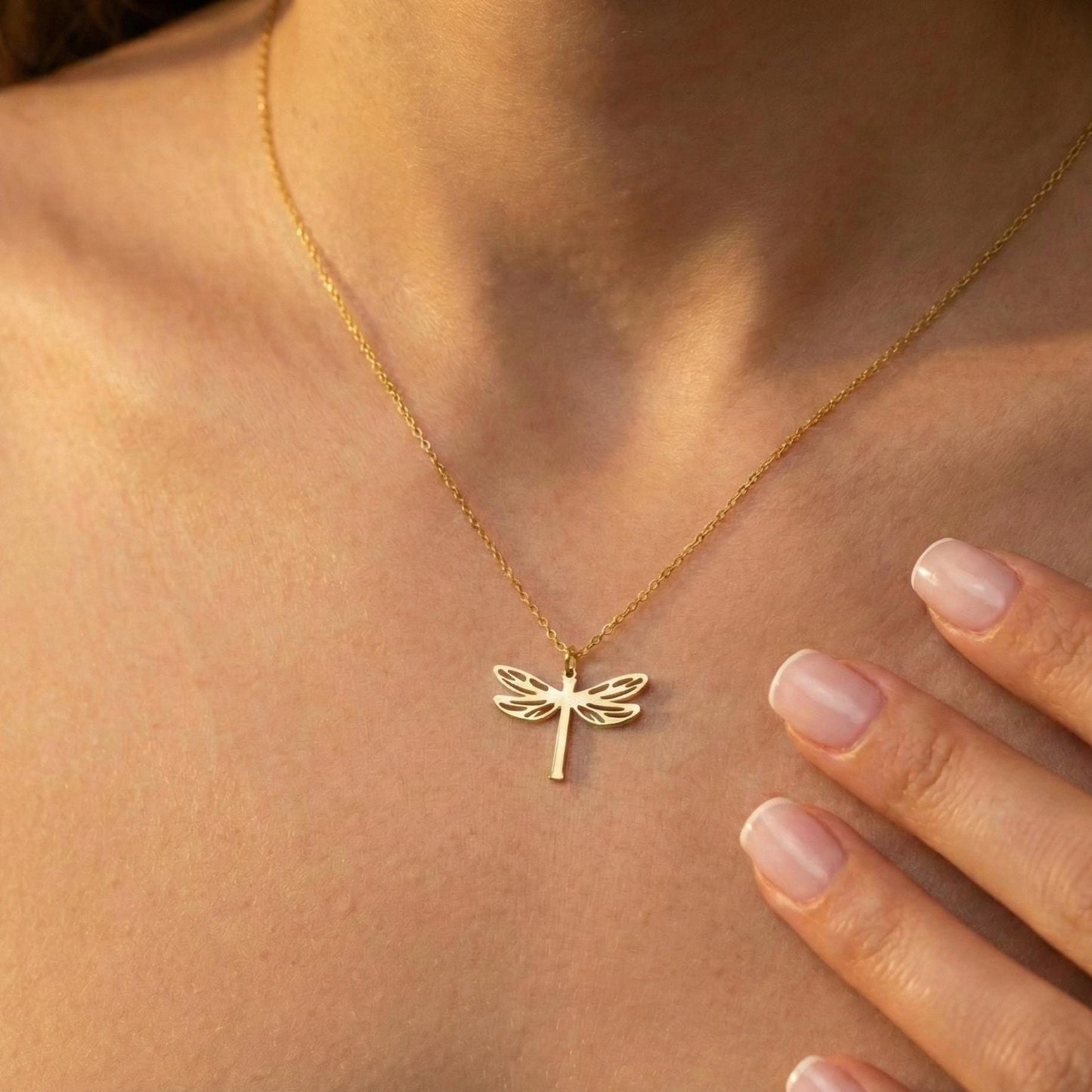 Dragonfly Necklace, 14K Gold Plated Necklace, Mothers Day Gift, Nature Lover Gift, Dainty Insect Jewelry, Minimalist Pendant, Gift for Her