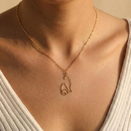 Gold Cat Necklace, Wire Cat Pendant, Cat Lover Gift, Pet Memorial, Minimalist Jewelry, Animal Charm, 14K Gold Plated