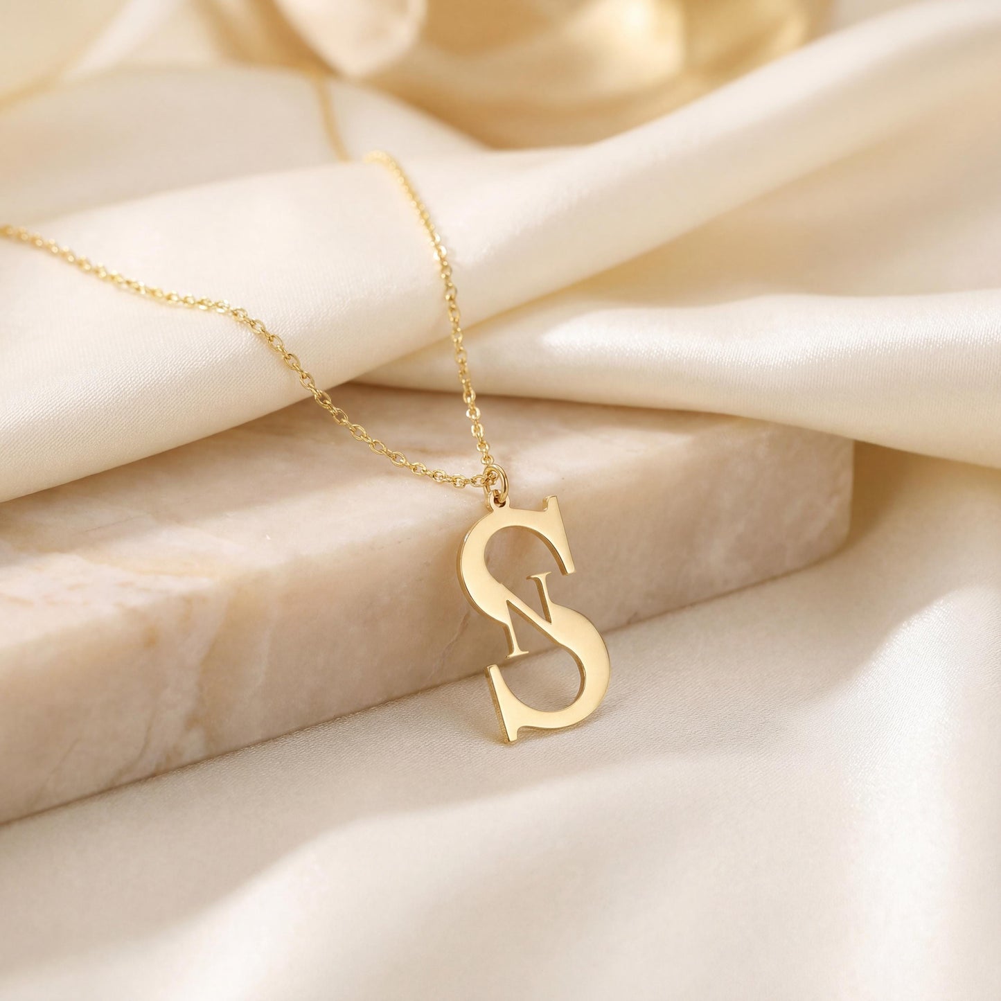 Two Letter Necklace, Intertwined Initials, Custom Monogram Pendant, Gold Personalized Jewelry, Mothers Day Gift for Mom, Dainty Charm