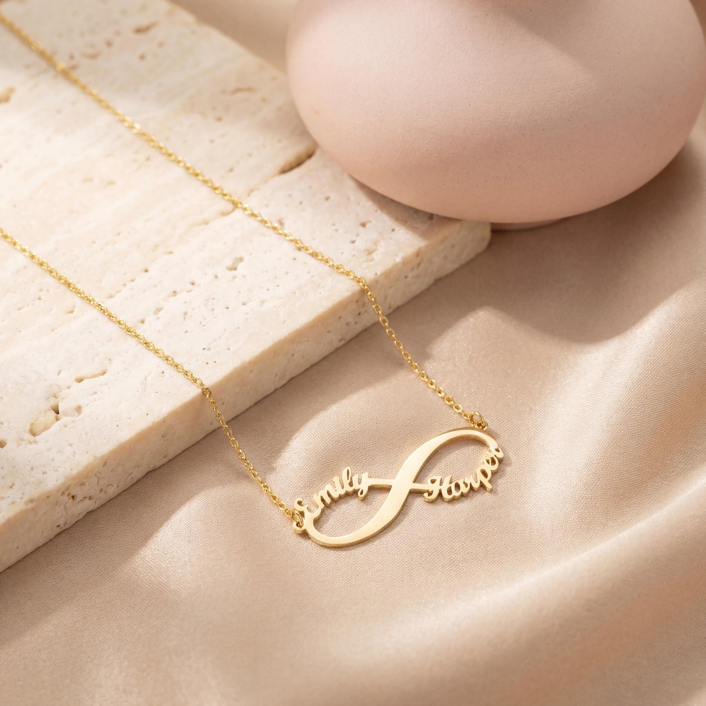 Infinity Name Necklace, Custom Name Necklace, Personalized Gift for Mom, 14K Gold Plated Jewelry, Two Name Necklace, Mother Daughter Gift
