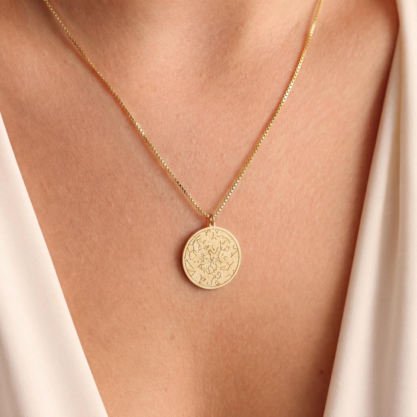 Custom Star Map Necklace, Constellation Pendant, Personalized Mom Gift, Zodiac Coin Jewelry, Celestial Birth Sign, Birthday Gift For Her