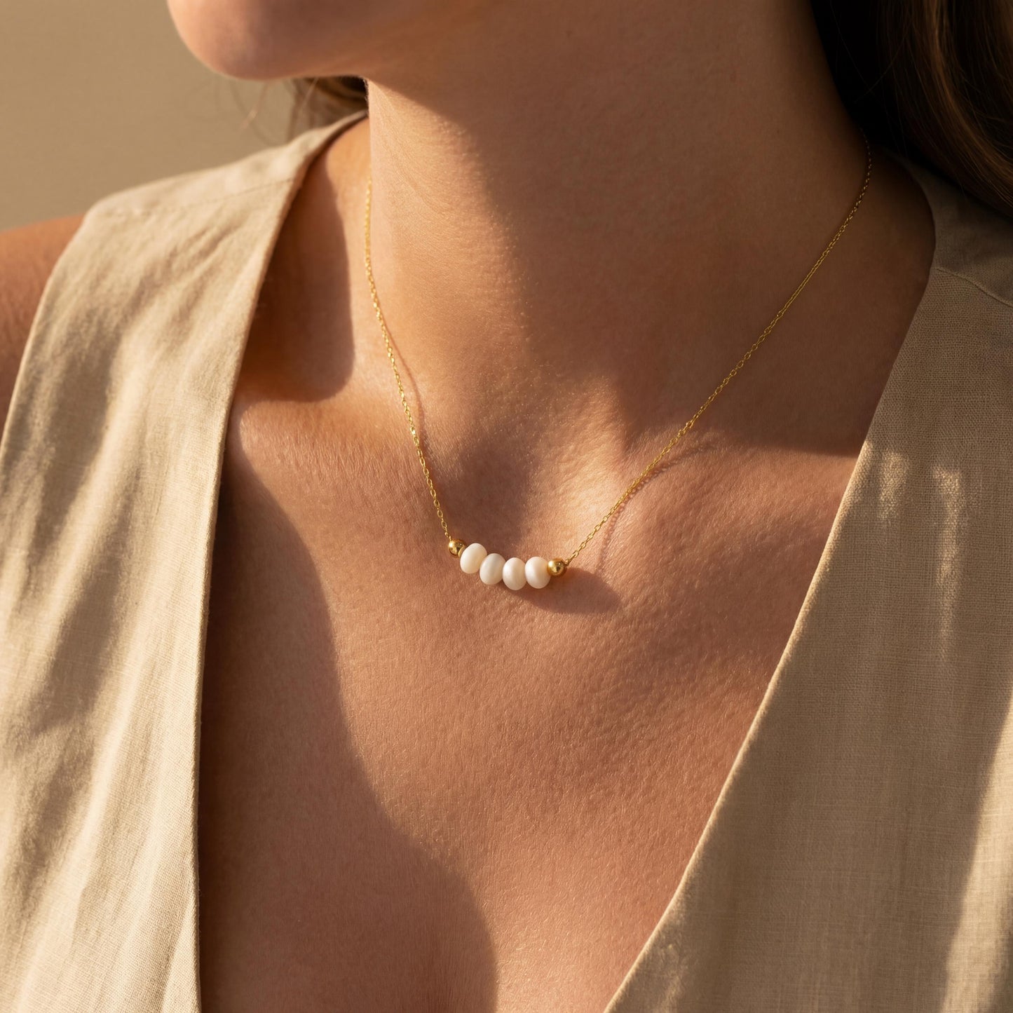 Dainty Pearl Necklace, 40th Birthday Gift for Women, Four Bead Choker, Mothers Day Jewelry, Minimalist Grandma Gift, Custom Mom of Four