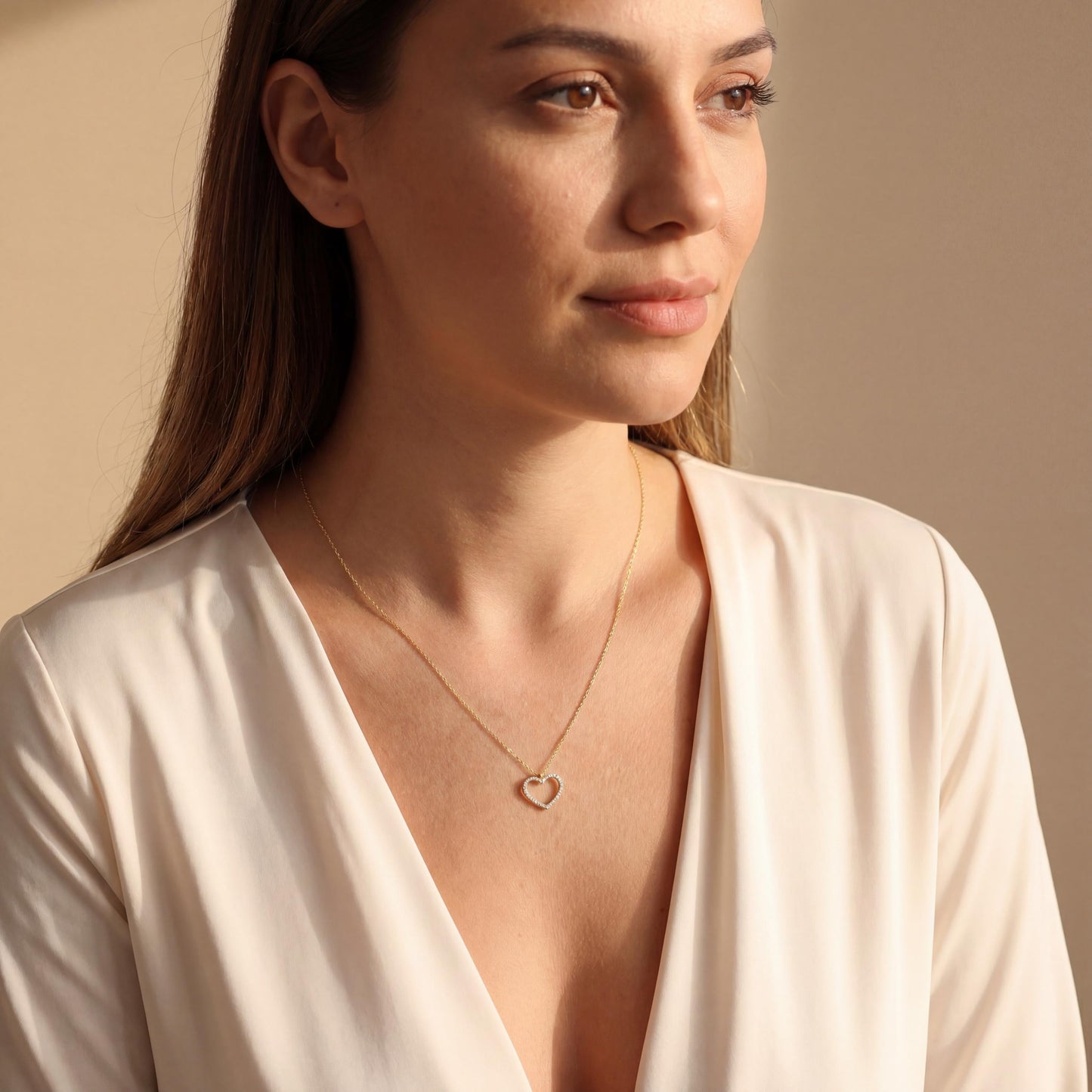Dainty Heart Necklace, Pave Heart Pendant, Valentine Gift for Her, 14K Gold Jewelry, Minimalist Love Charm, Anniversary Gift, Mom Wife