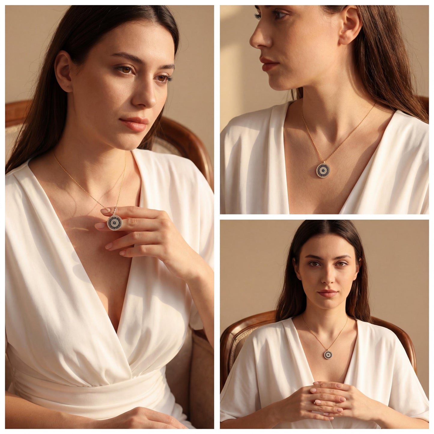 Evil Eye Necklace, Blue Nazar Pendant, 14K Gold Protection Jewelry, Good Luck Charm, Minimalist Turkish Eye, Valentines Day Gift for Her