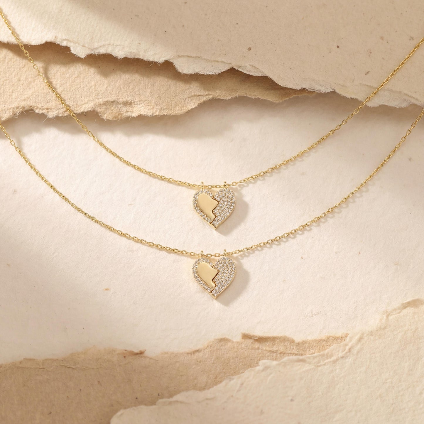 14K Gold Heart Necklace, Pave Diamond Pendant, Valentines Day Gift, Mothers Day Jewelry, Christmas Gift for Her, Minimalist Love Charm