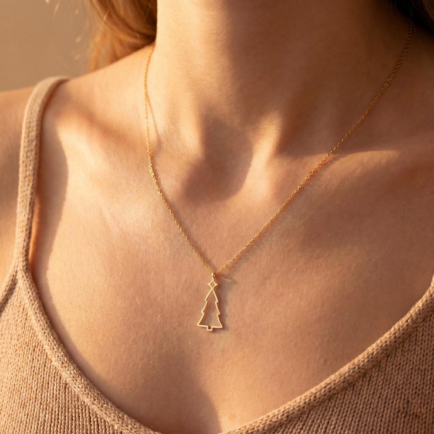 Pine Tree Necklace, Minimalist Tree Pendant, Nature Lover Gift, Mothers Day Gift for Her, Dainty Forest Charm, Wanderlust Jewelry