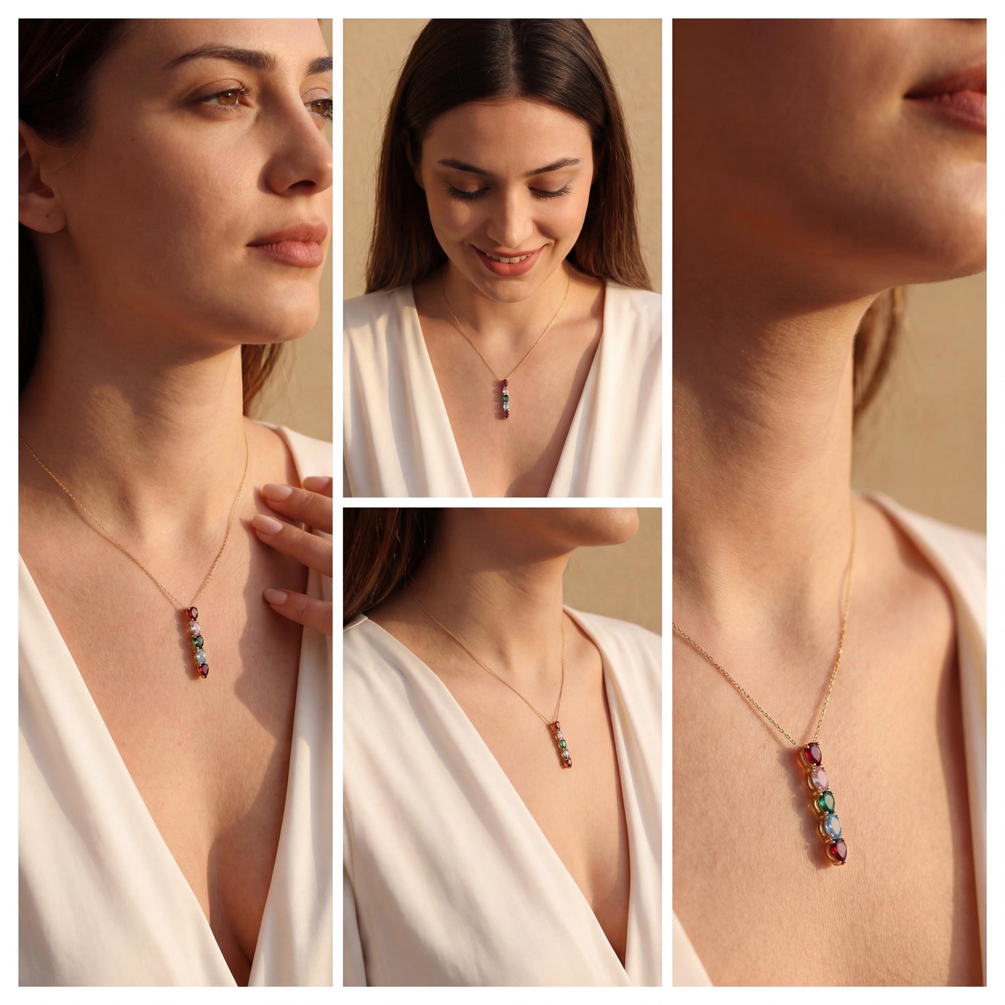 Family Birthstone Necklace, Mothers Necklace, Personalized Vertical Bar, Custom Grandma Gift, Mom Birthday, Mothers Day Gift