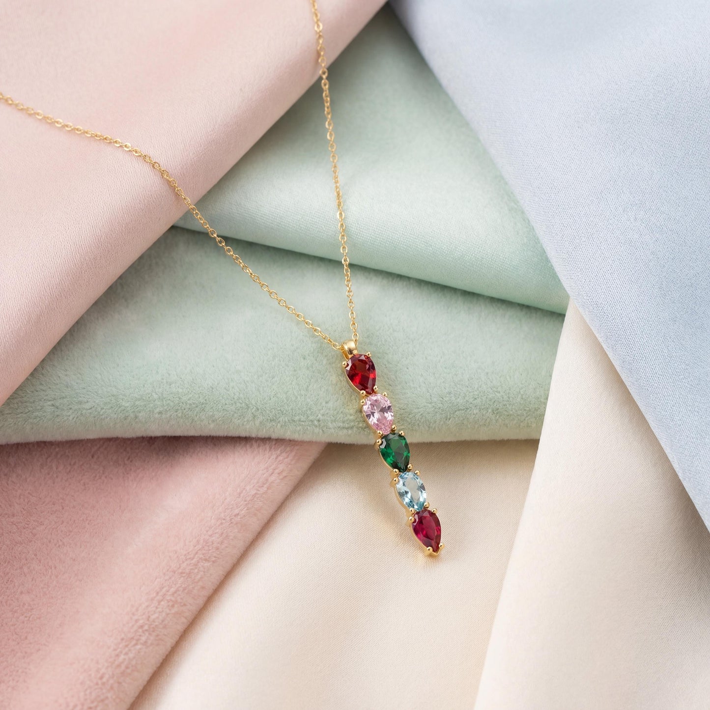 Family Birthstone Necklace, Mothers Necklace, Personalized Vertical Bar, Custom Grandma Gift, Mom Birthday, Mothers Day Gift