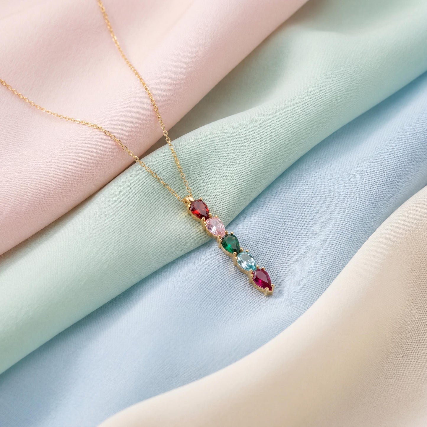 Family Birthstone Necklace, Mothers Necklace, Personalized Vertical Bar, Custom Grandma Gift, Mom Birthday, Mothers Day Gift
