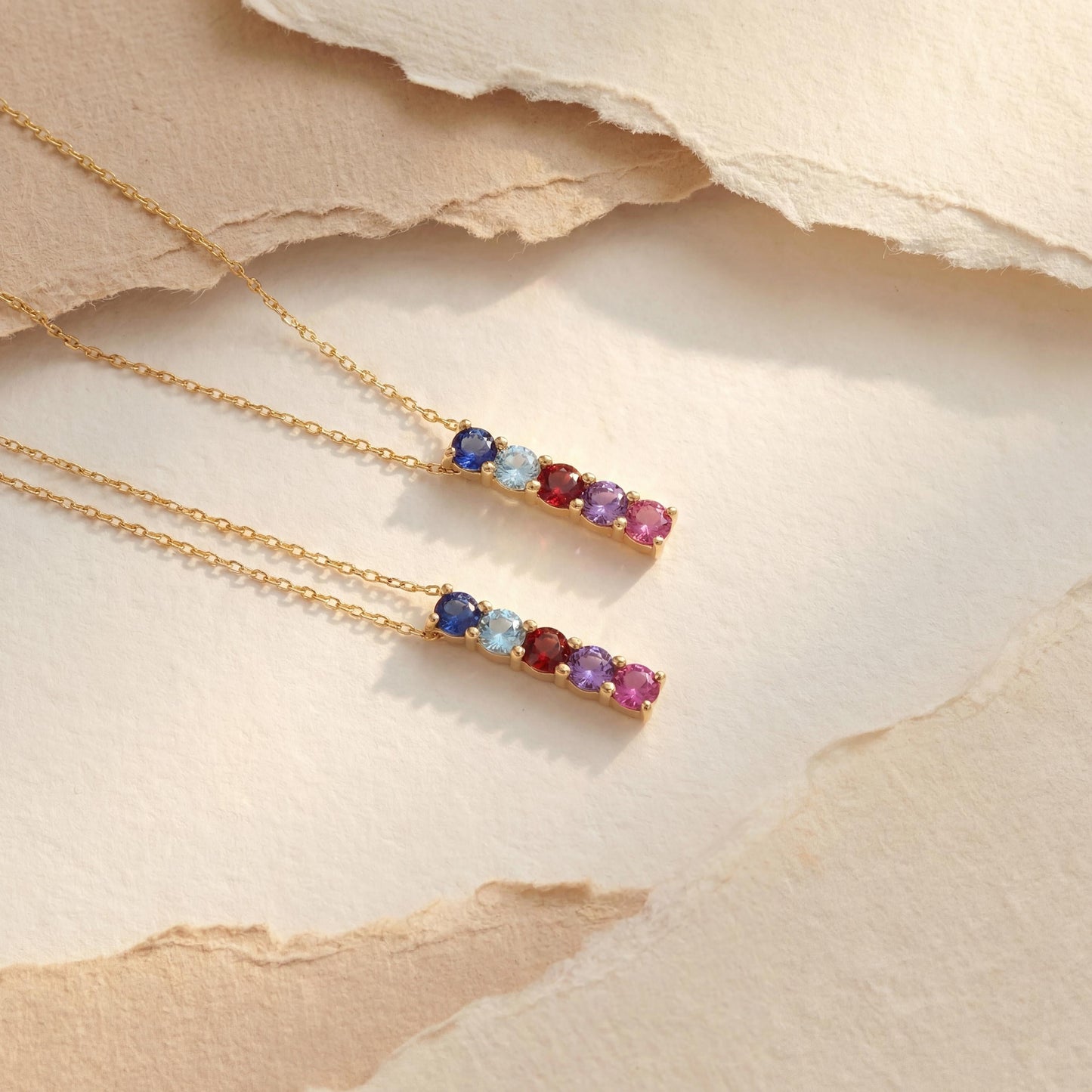 Family Birthstone Necklace, Custom Gemstone Bar, Personalized Mom Jewelry, Mothers Day Gift for Her, Dainty Grandma Necklace, Minimalist