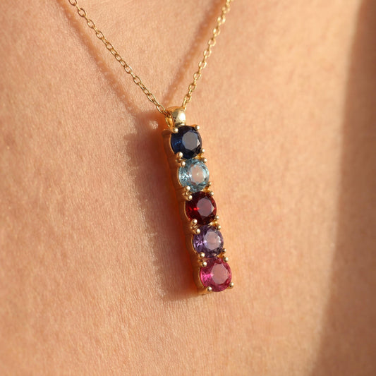 Family Birthstone Necklace, Custom Gemstone Bar, Personalized Mom Jewelry, Mothers Day Gift for Her, Dainty Grandma Necklace, Minimalist
