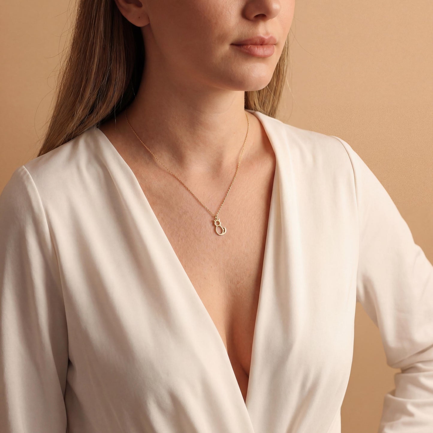 Gold Cat Necklace, Dainty Cat Pendant, 14K Gold Plated, Cat Mom Gift, Minimalist Animal Jewelry, Pet Memorial, Mothers Day Gift For Her