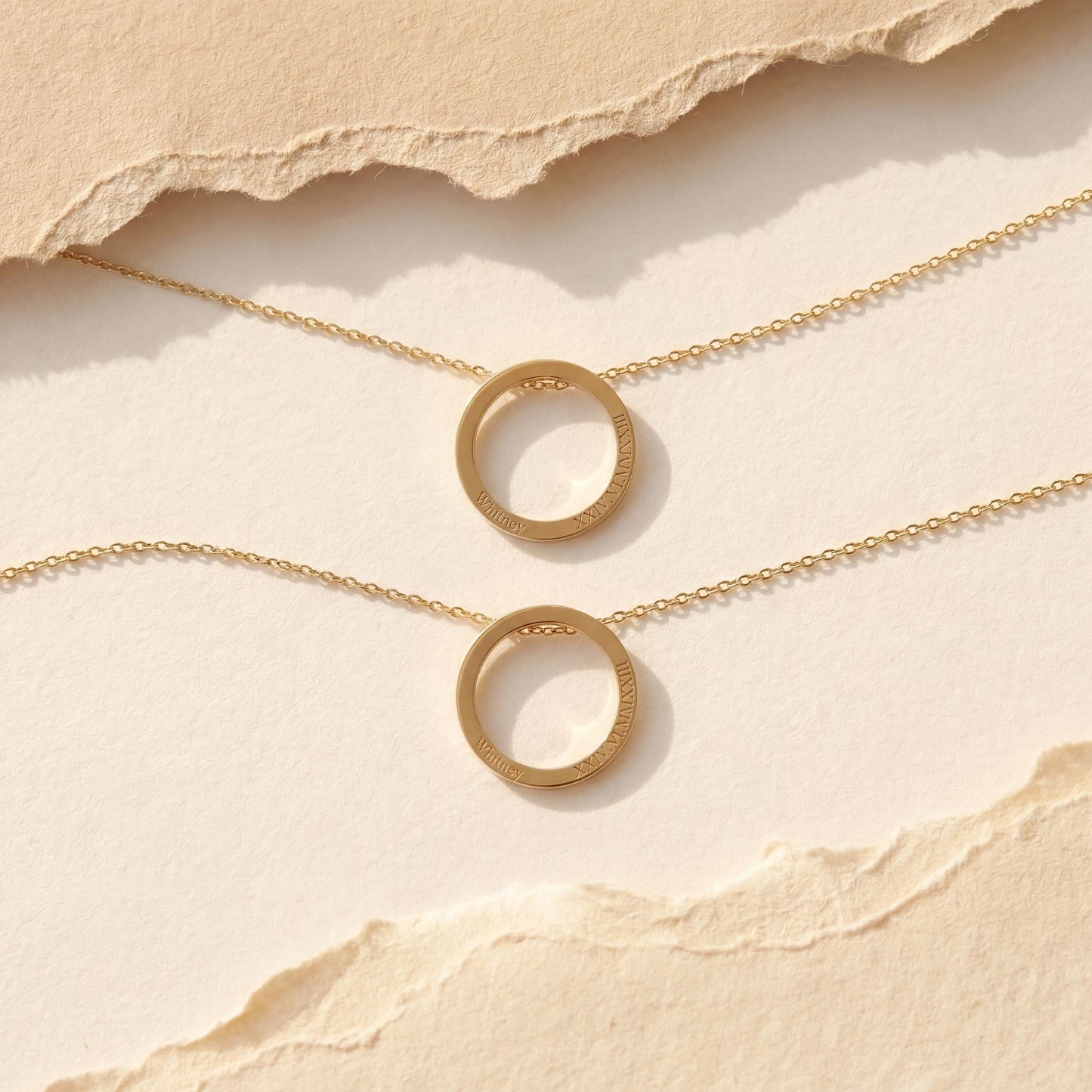 Custom Name Necklace, Personalized Circle Necklace, 14K Gold Roman Numeral Pendant, Mothers Day Gift, New Mom Jewelry, Anniversary Gift