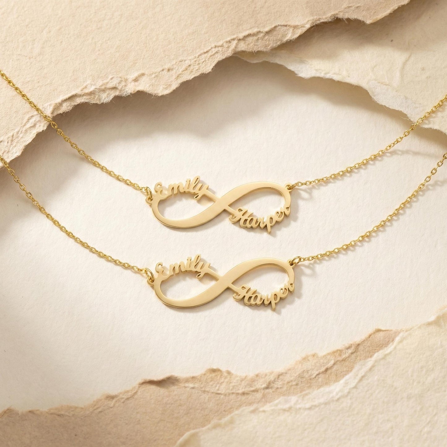 Infinity Name Necklace, Custom Name Necklace, Personalized Gift for Mom, 14K Gold Plated Jewelry, Two Name Necklace, Mother Daughter Gift