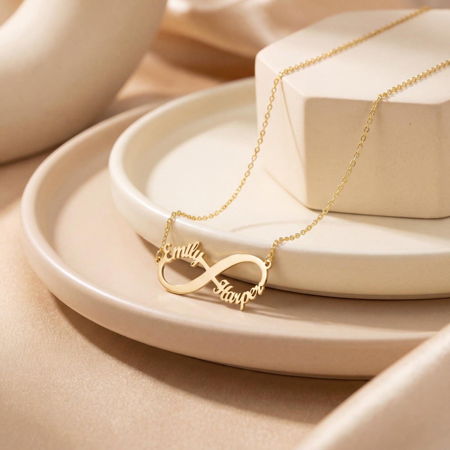 Infinity Name Necklace, Custom Name Necklace, Personalized Gift for Mom, 14K Gold Plated Jewelry, Two Name Necklace, Mother Daughter Gift