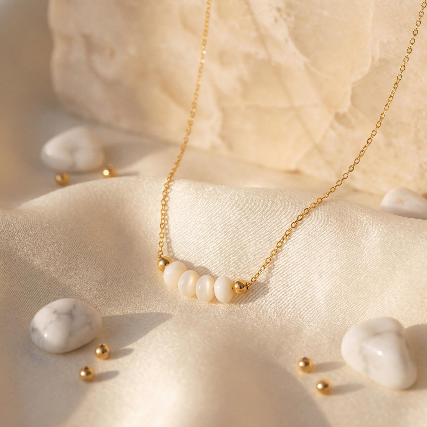 Dainty Pearl Necklace, 40th Birthday Gift for Women, Four Bead Choker, Mothers Day Jewelry, Minimalist Grandma Gift, Custom Mom of Four
