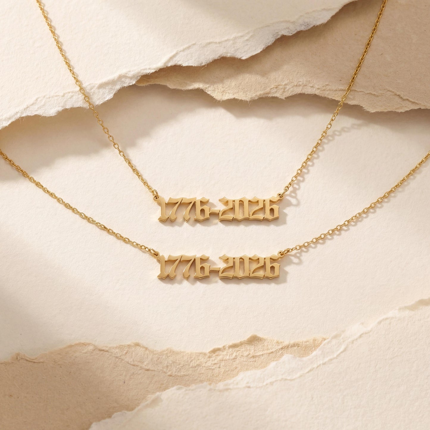 Custom Year Necklace, Semiquincentennial Pendant, America 250 Jewelry, Old English Number, 1776 2026 Choker, Independence Day Gift