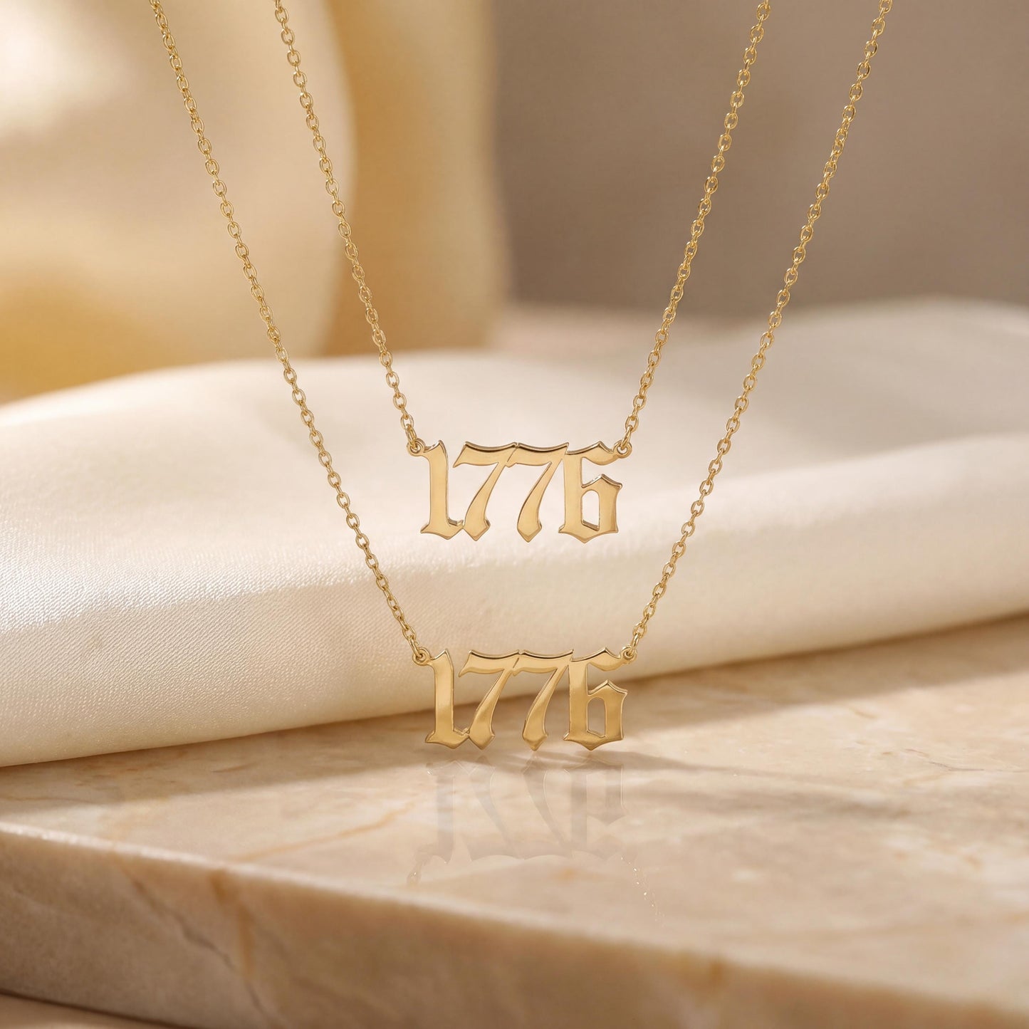 Custom Year Necklace, 1776 Pendant, 1776 America 250, Personalized Date, Patriotic Jewelry Gift, Dainty Number Charm