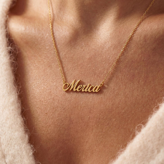 Merica Necklace, Personalized Jewelry, Dainty Nameplate, Minimalist Pendant, American Pride Gift, For Women