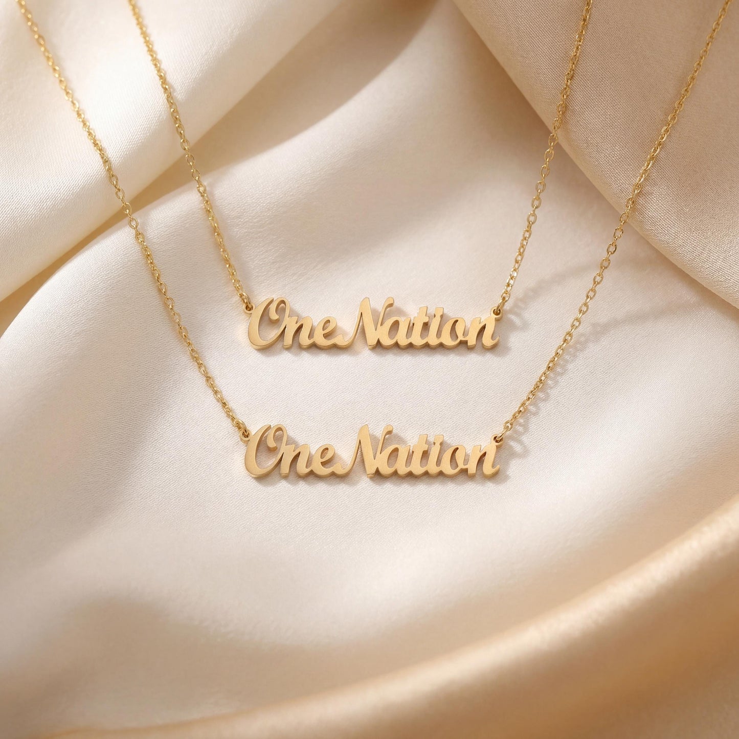 One Nation Necklace, Personalized Word Choker, America 250th Gift, Patriotic Jewelry, Dainty Minimalist Chain, Independence Day
