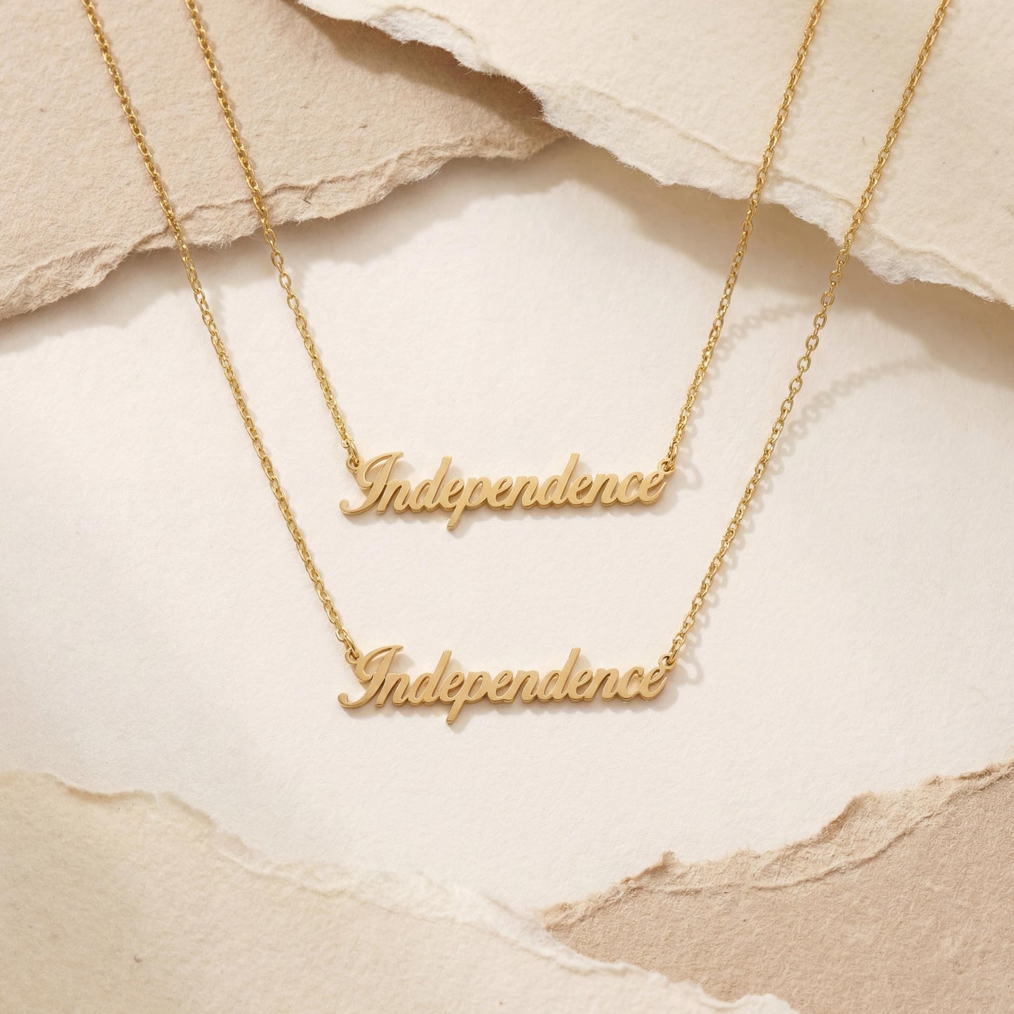 Independence Necklace, Personalized Pendant, Patriotic Jewelry, America 250 Gift, 4th of July Choker, Minimalist Nameplate