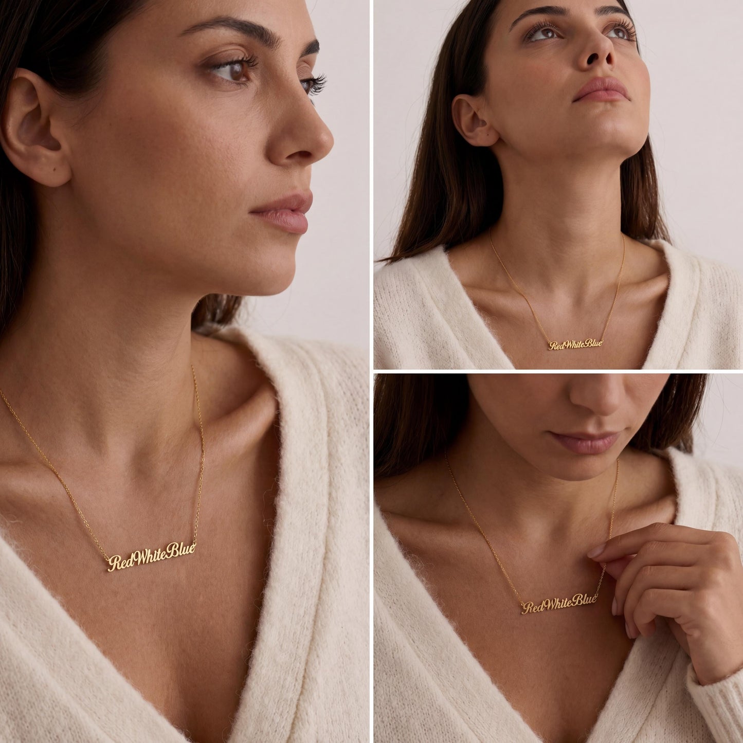 Red White Blue Necklace, Personalized Jewelry, America 250 Gift, Patriotic Keepsake, July 4th Accessory, Dainty Word Choker, Present For Her