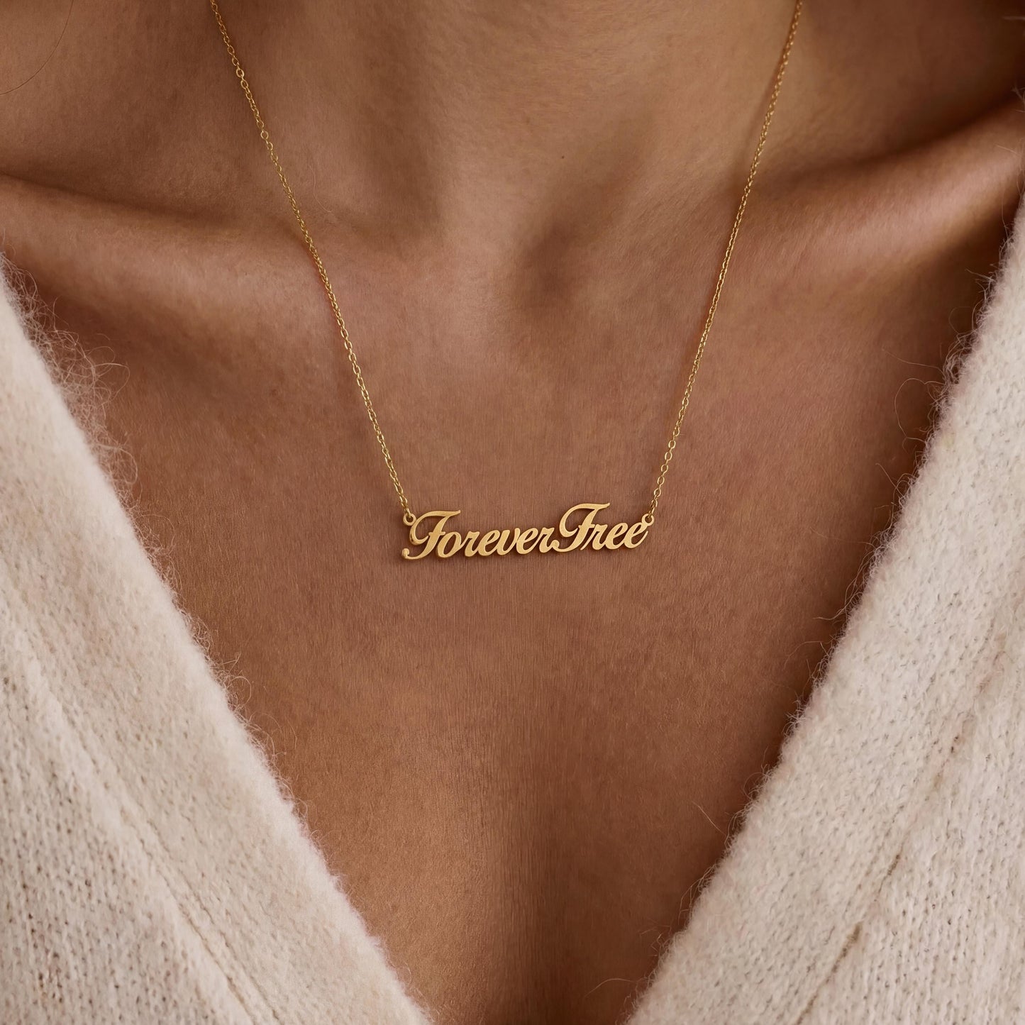 Custom Word Necklace, Freedom Jewelry, America 250 Gift, Patriotic Choker, USA Semiquincentennial, Liberty Pendant, Minimalist Name