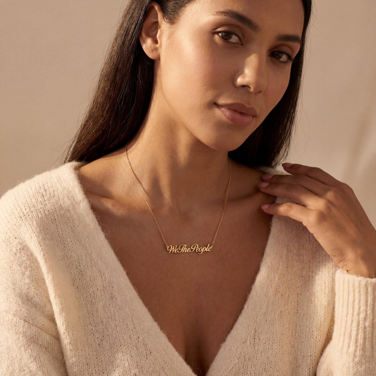 Custom Name Necklace, We The People Pendant, America 250 Jewelry, Patriotic Gift, Personalized Choker, US Independence Day