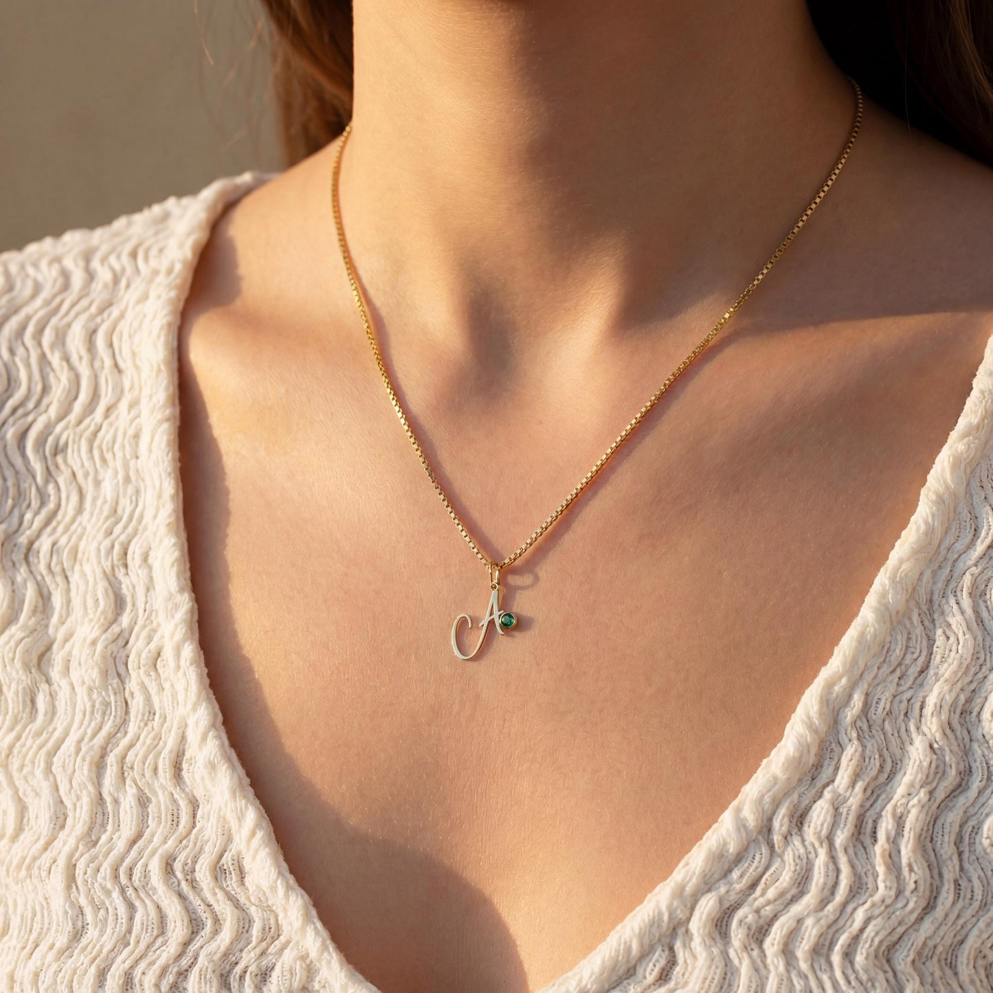 Initial Necklace, Birthstone Jewelry, Custom Letter Pendant, Mothers Day Gift for Her, Personalized Monogram, Dainty Gemstone Charm