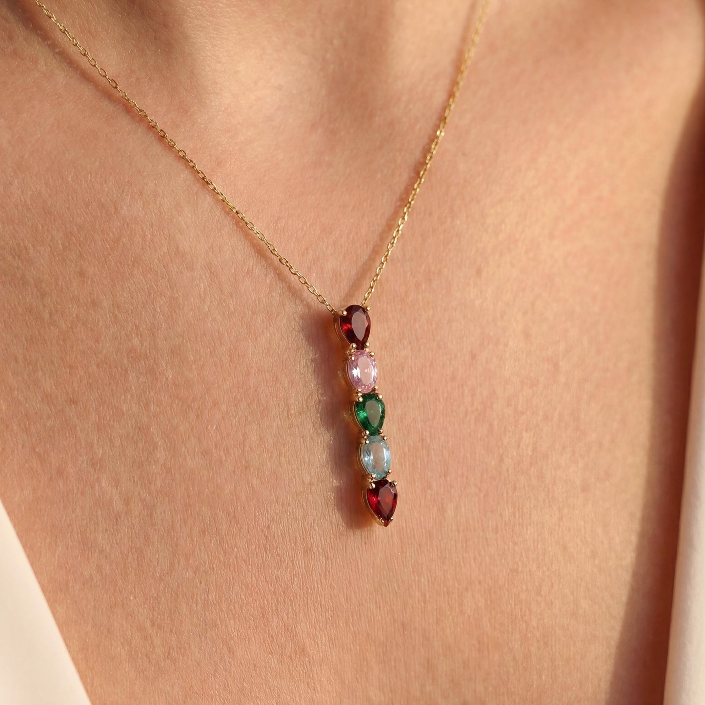Family Birthstone Necklace, Mothers Necklace, Personalized Vertical Bar, Custom Grandma Gift, Mom Birthday, Mothers Day Gift