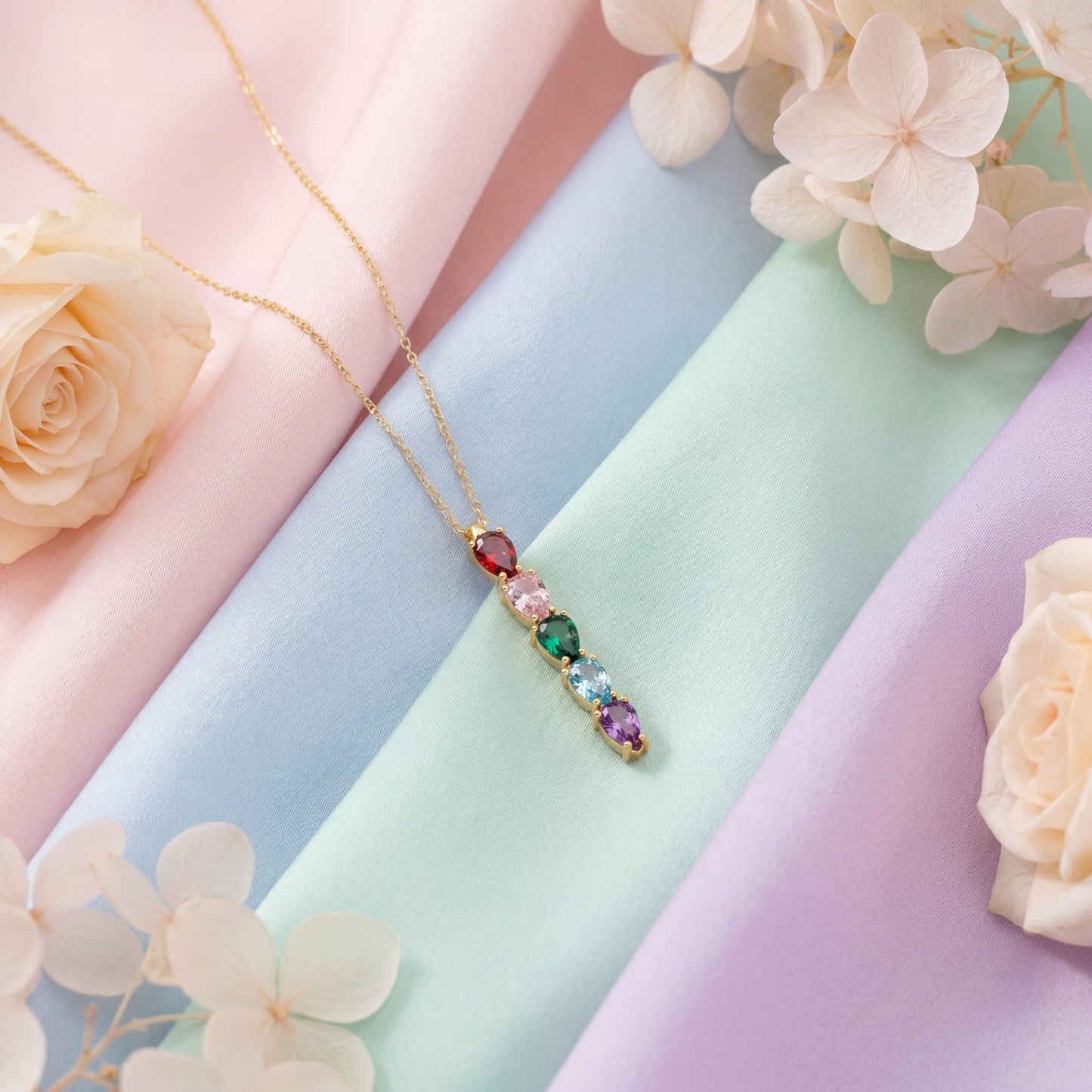 Family Birthstone Necklace, Mothers Necklace, Personalized Vertical Bar, Custom Grandma Gift, Mom Birthday, Mothers Day Gift