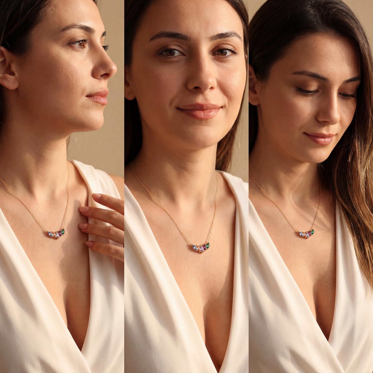 Marquise Birthstone Necklace, Mothers Necklace, Custom Family Birthstone Jewelry, Personalized Grandma Gift, Dainty Minimalist Choker