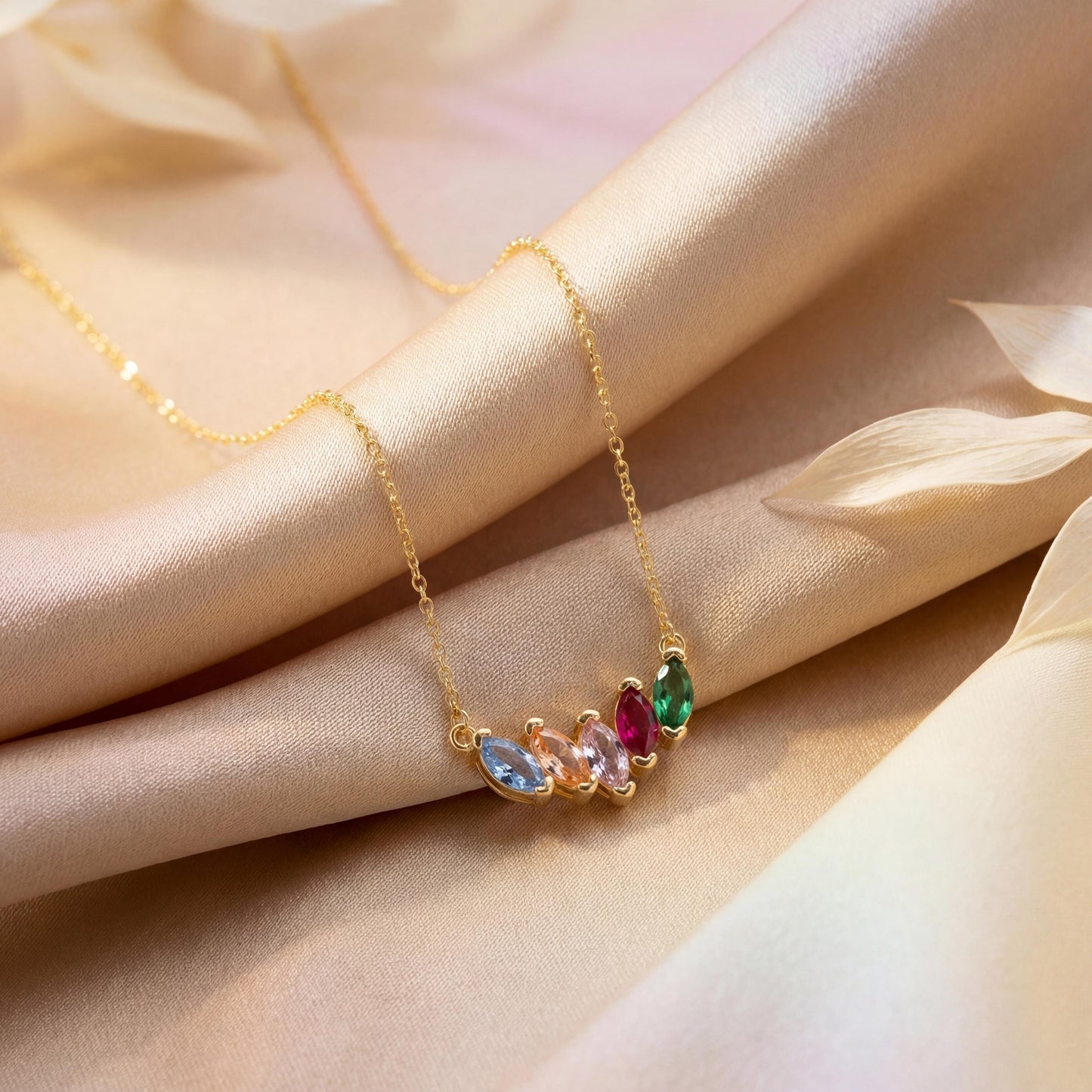Marquise Birthstone Necklace, Mothers Necklace, Custom Family Birthstone Jewelry, Personalized Grandma Gift, Dainty Minimalist Choker