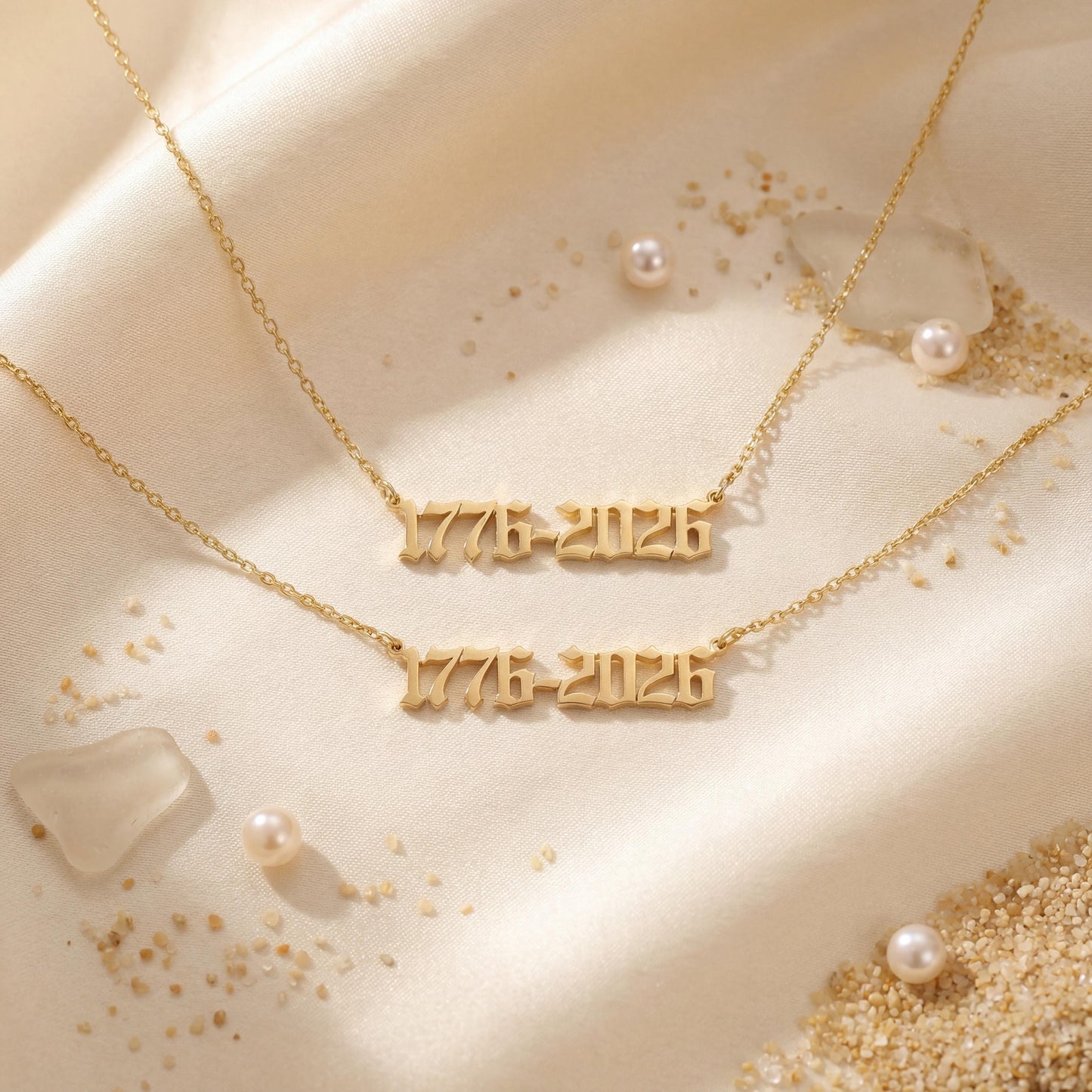 Custom Year Necklace, Semiquincentennial Pendant, America 250 Jewelry, Old English Number, 1776 2026 Choker, Independence Day Gift