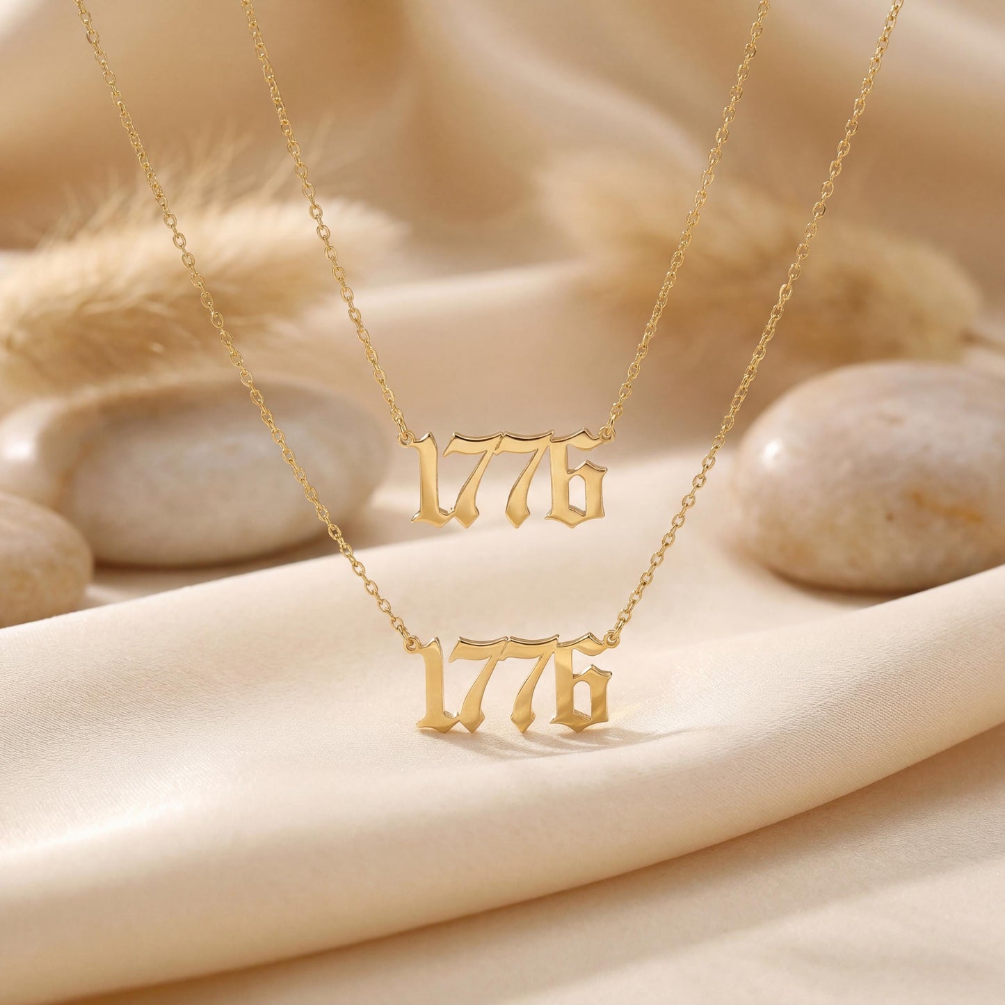 Custom Year Necklace, 1776 Pendant, 1776 America 250, Personalized Date, Patriotic Jewelry Gift, Dainty Number Charm