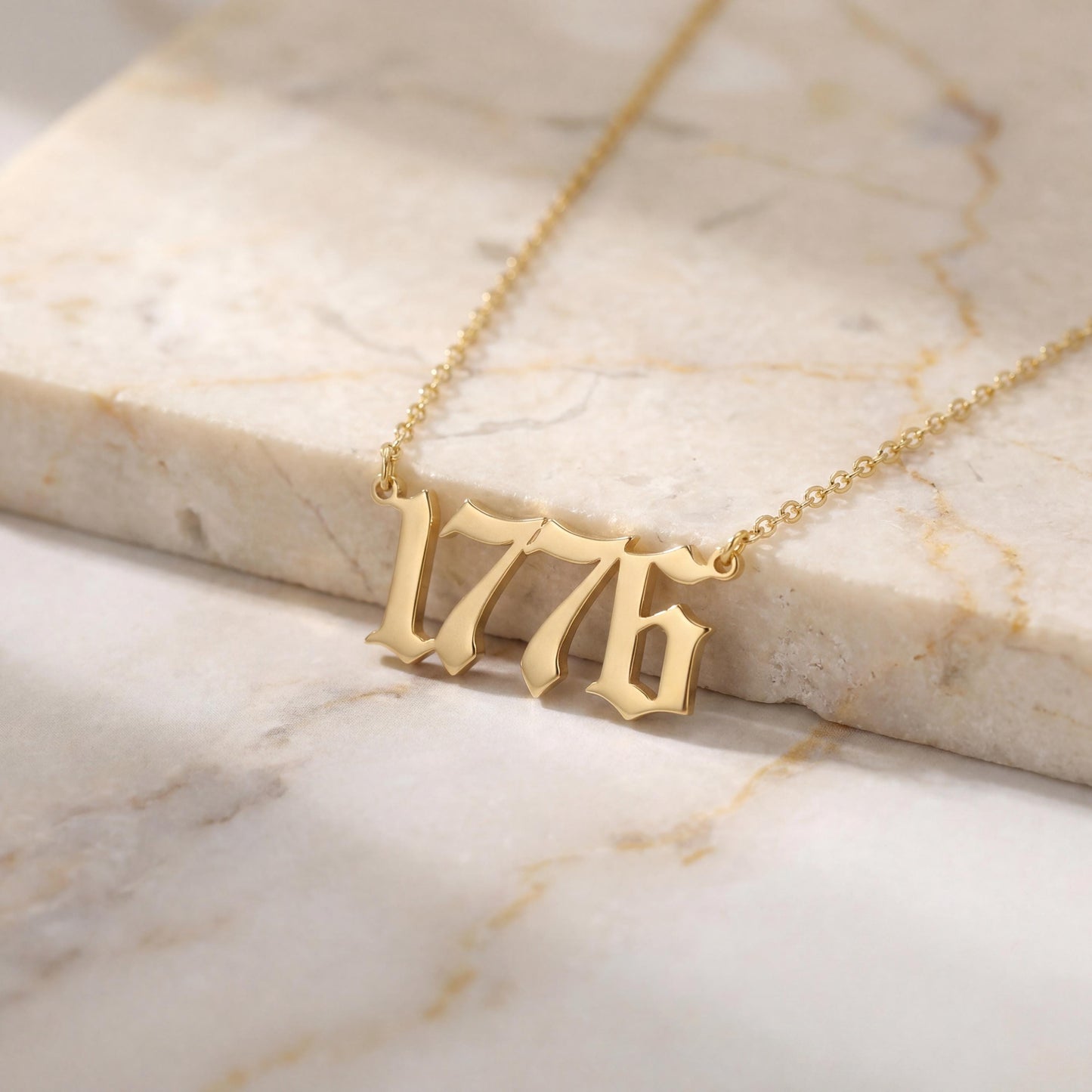 Custom Year Necklace, 1776 Pendant, 1776 America 250, Personalized Date, Patriotic Jewelry Gift, Dainty Number Charm