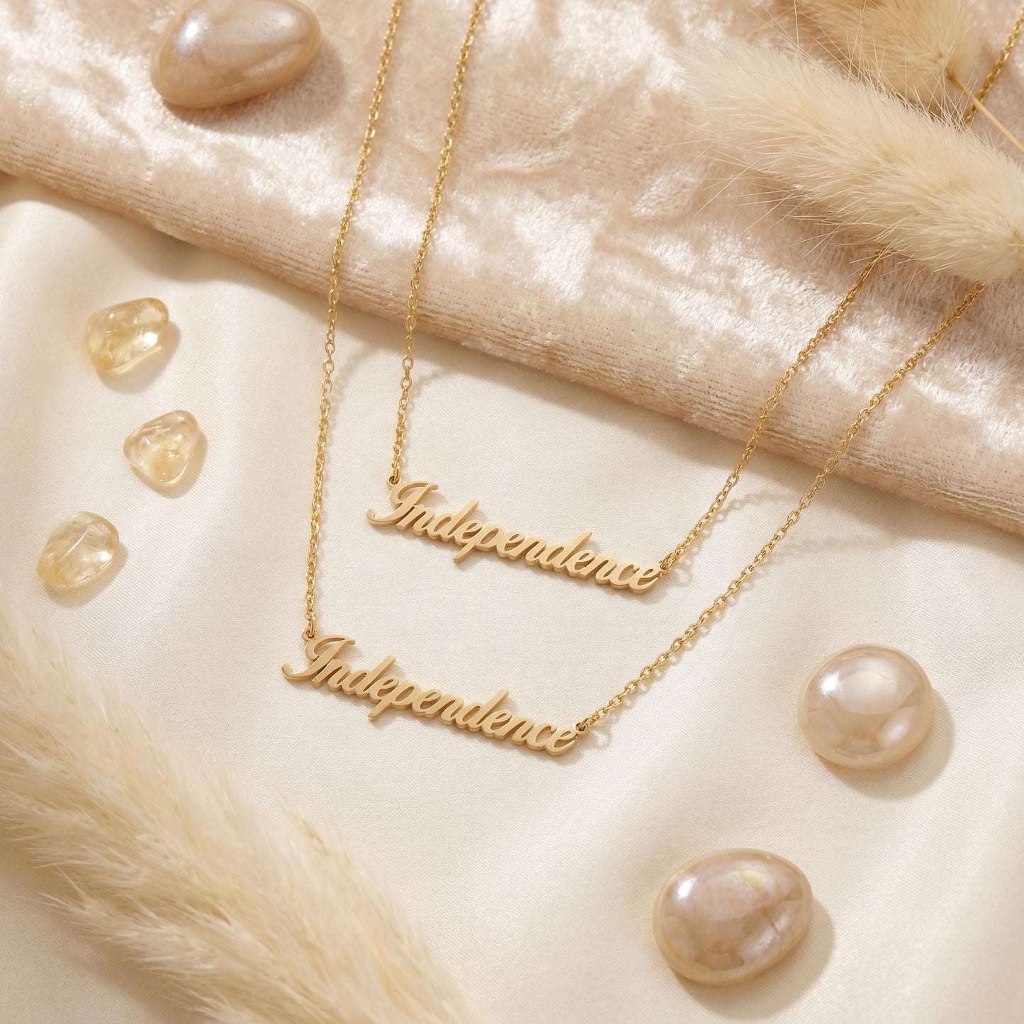 Independence Necklace, Personalized Pendant, Patriotic Jewelry, America 250 Gift, 4th of July Choker, Minimalist Nameplate